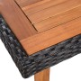 Detailansicht: vidaXL Garten-Essgruppe mit Tischplatte aus Akazienholz und schwarzem Poly Rattan.