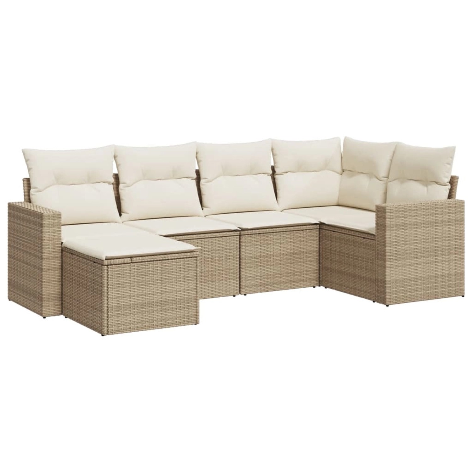 vidaXL 6-Tlg Garten-Sofagarnitur mit Kissen Beige Poly Rattan 3219248