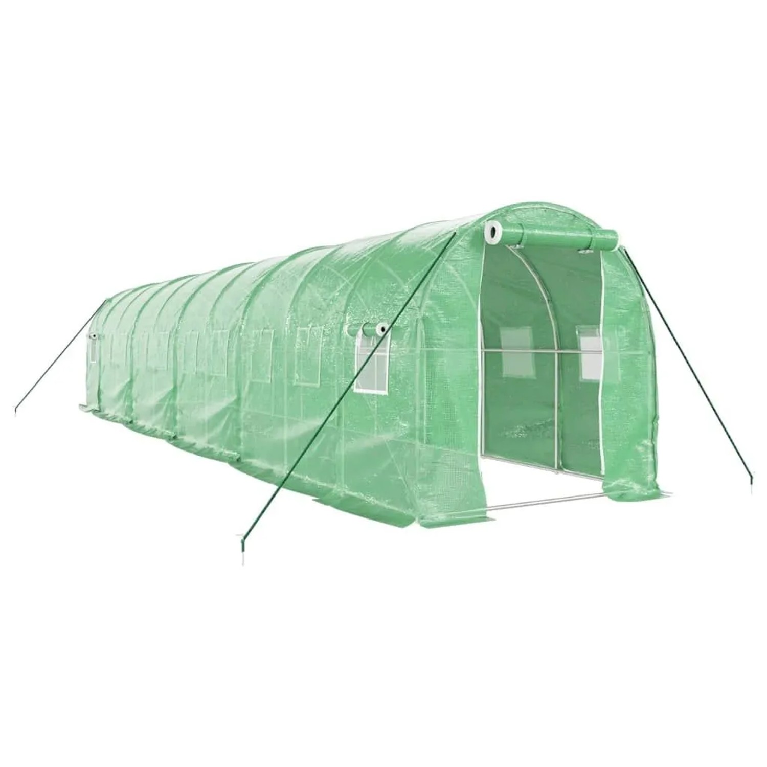 vidaXL Gewächshaus mit Stahlrahmen Grün 20 m² 10x2x2 m 3188020