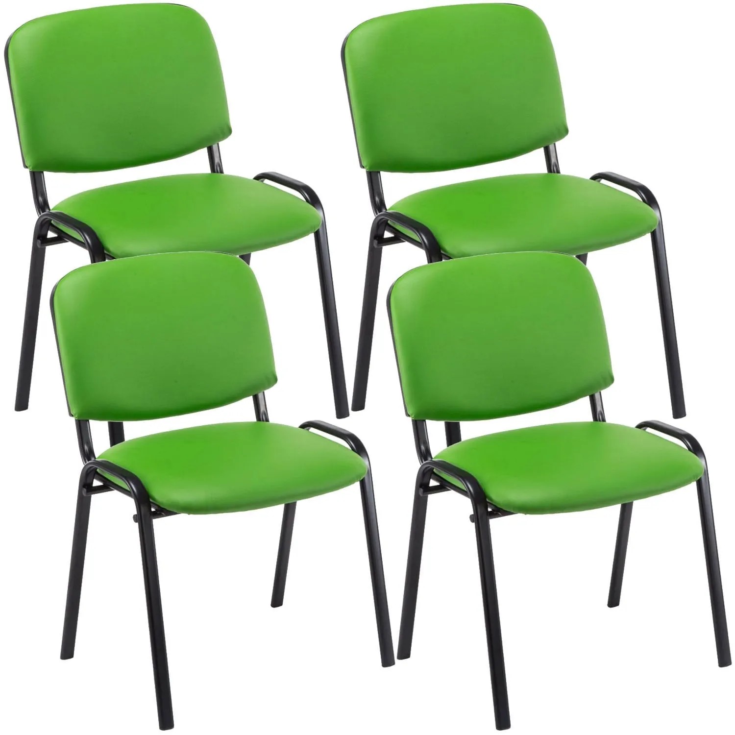 DELUKE 4er Set Besucherstuhl ZAGREB Kunstleder Grünfarbig 53x53x83cm Konferenzstuhl Wartezimmerstuhl Bürostuhl