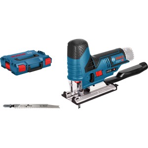 Bosch Professional Akku-Stichsäge GST 12 V-70 mit L-Boxx und Sägeblatt.
