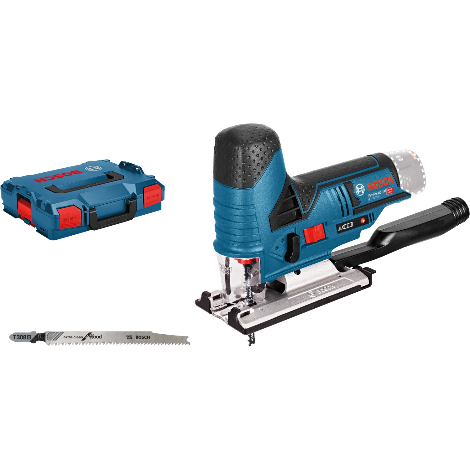 Bosch Professional Akku-Stichsäge GST 12 V-70 in L-Boxx mit Stichsägeblatt