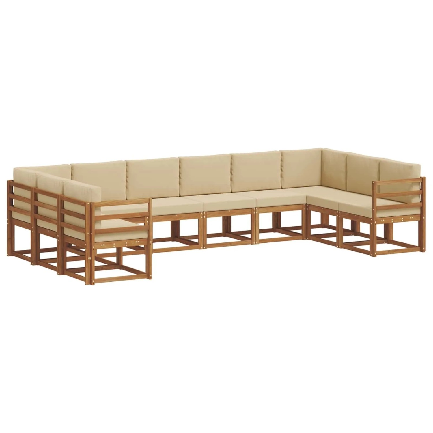 vidaXL Outdoor-Sofagarnitur mit Kissen 10-Tlg Natur und Beige 3367041