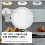 LUXULA LED Einbauleuchte, 18W, IP44, Lichtfarbe einstellbar in Weiß. Deckenspot mit drei Farbtemperaturen.