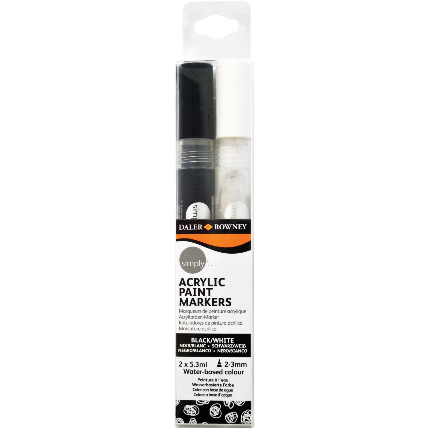Daler-Rowney Simply Acrylmarker Schwarz-Weiß-Set 2 Stück