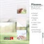 Weißes Deco-Raum Plissee Basic, blickdicht, mit Klemmfix-Montage. Zeigt Verstellung, Stoff & Klemmträger.