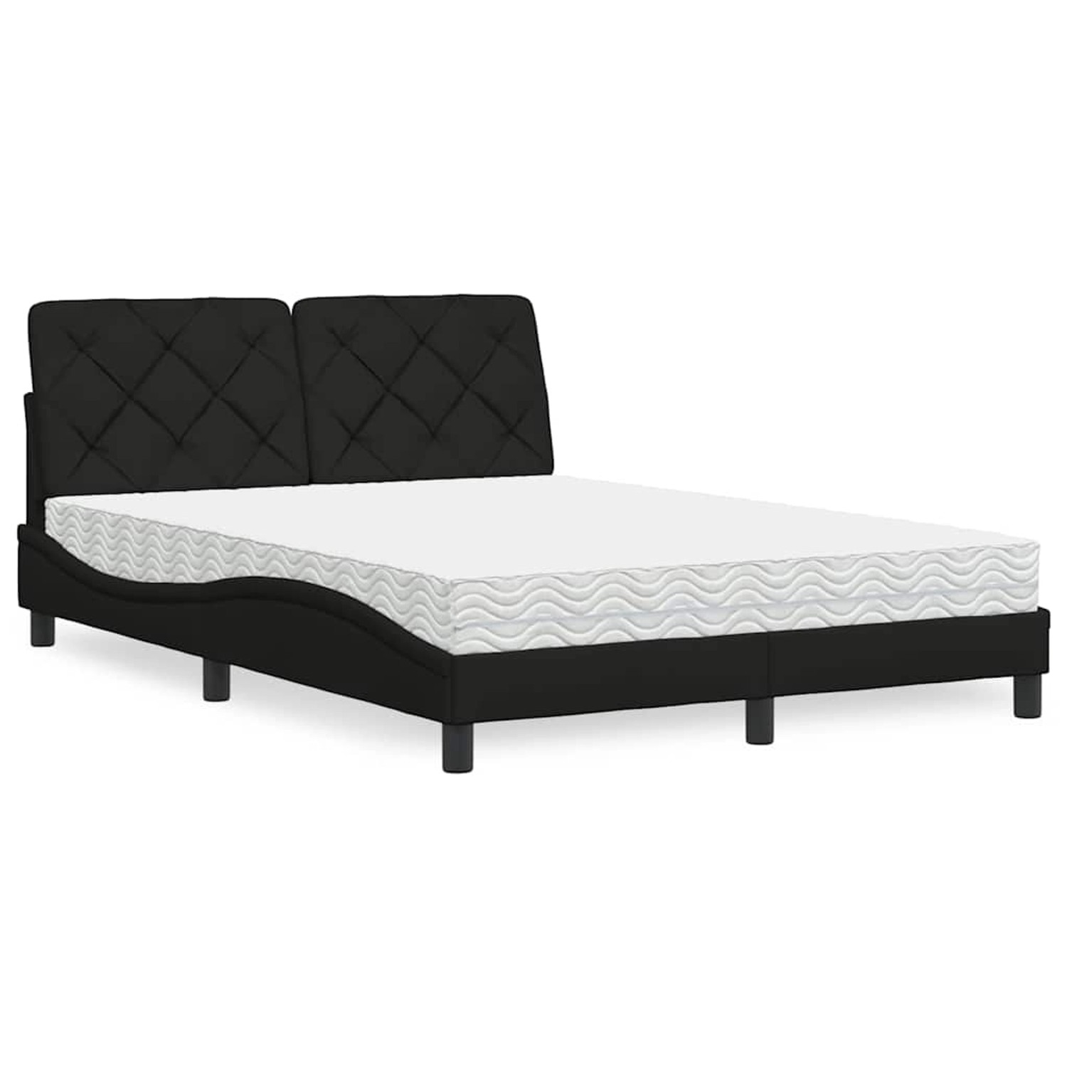 vidaXL Bett mit Matratze Schwarz 120x200 cm Stoff 3310729
