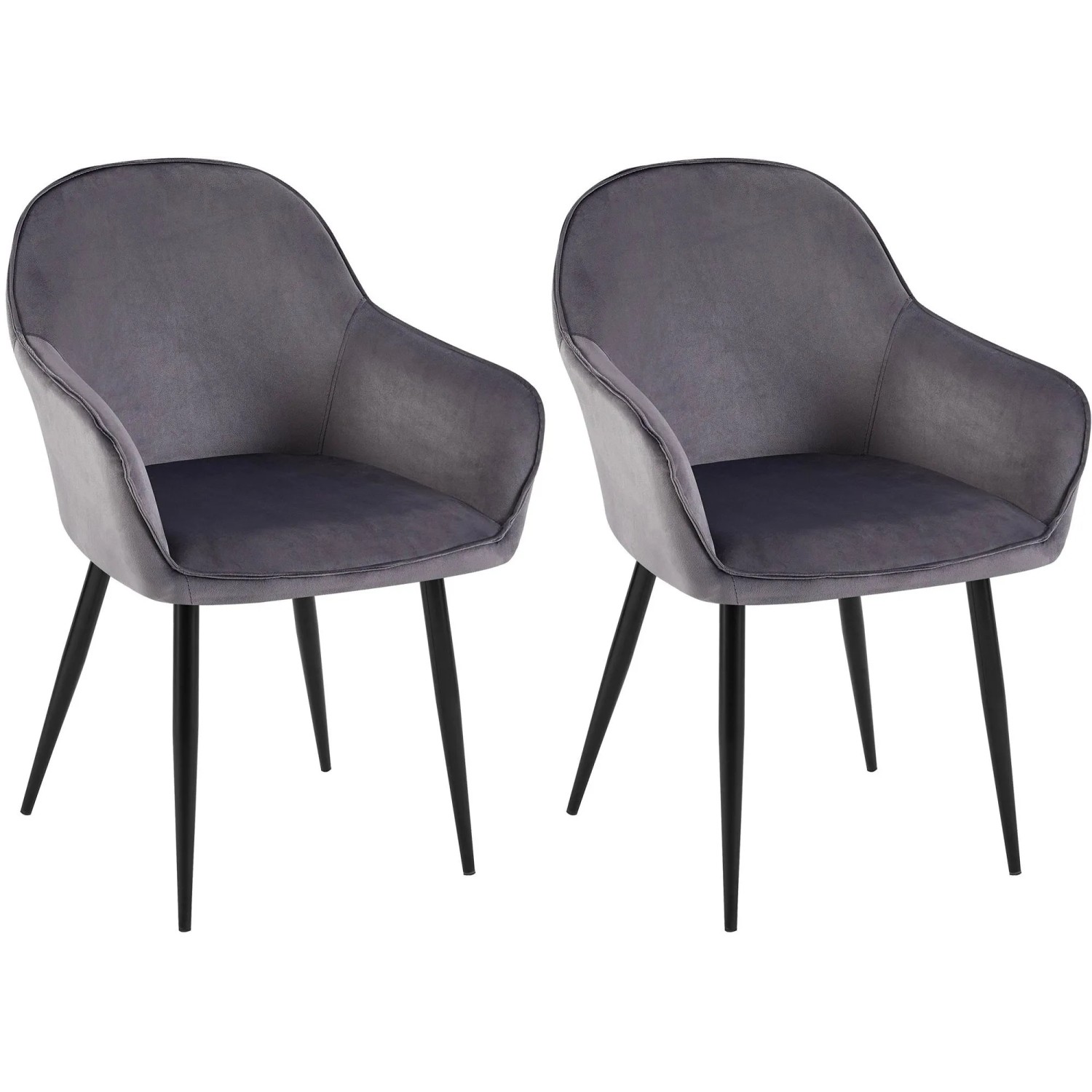 DELUKE 2er Set Esszimmerstuhl GENIM Samt Dunkelgrau 60x60x84cm Essstühle Esszimmerstühle Küchenstühle Wohnzimmerstühle