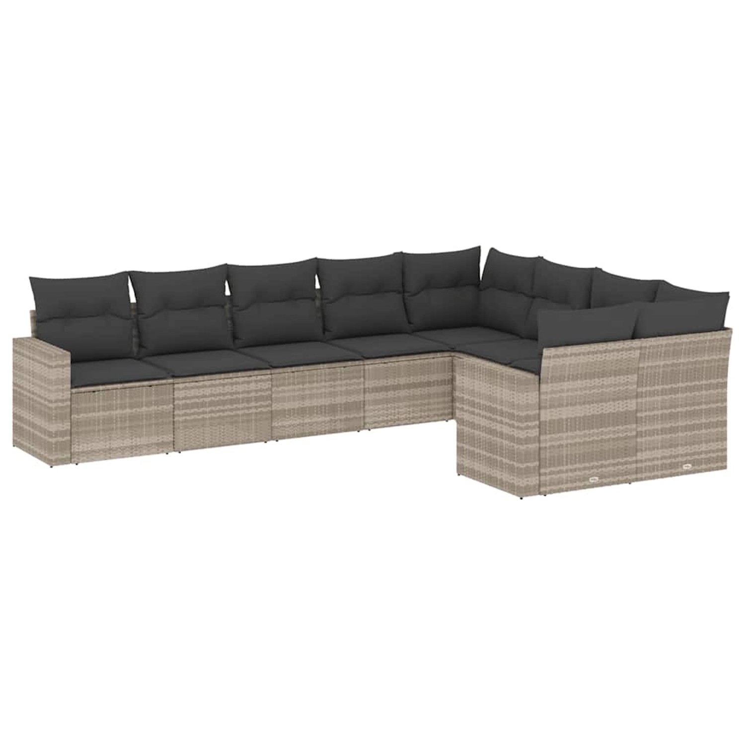 vidaXL 9-Tlg Garten-Sofagarnitur mit Kissen Hellgrau Poly Rattan 3219432 günstig online kaufen
