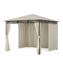 Beiger Blumfeldt Mondo Gartenpavillon mit Stahlrahmen und flexiblen Seitenteilen.