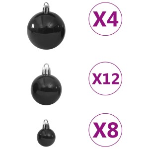 vidaXL Weihnachtskugel-Set, 100-teilig, Schwarz, in verschiedenen Größen.