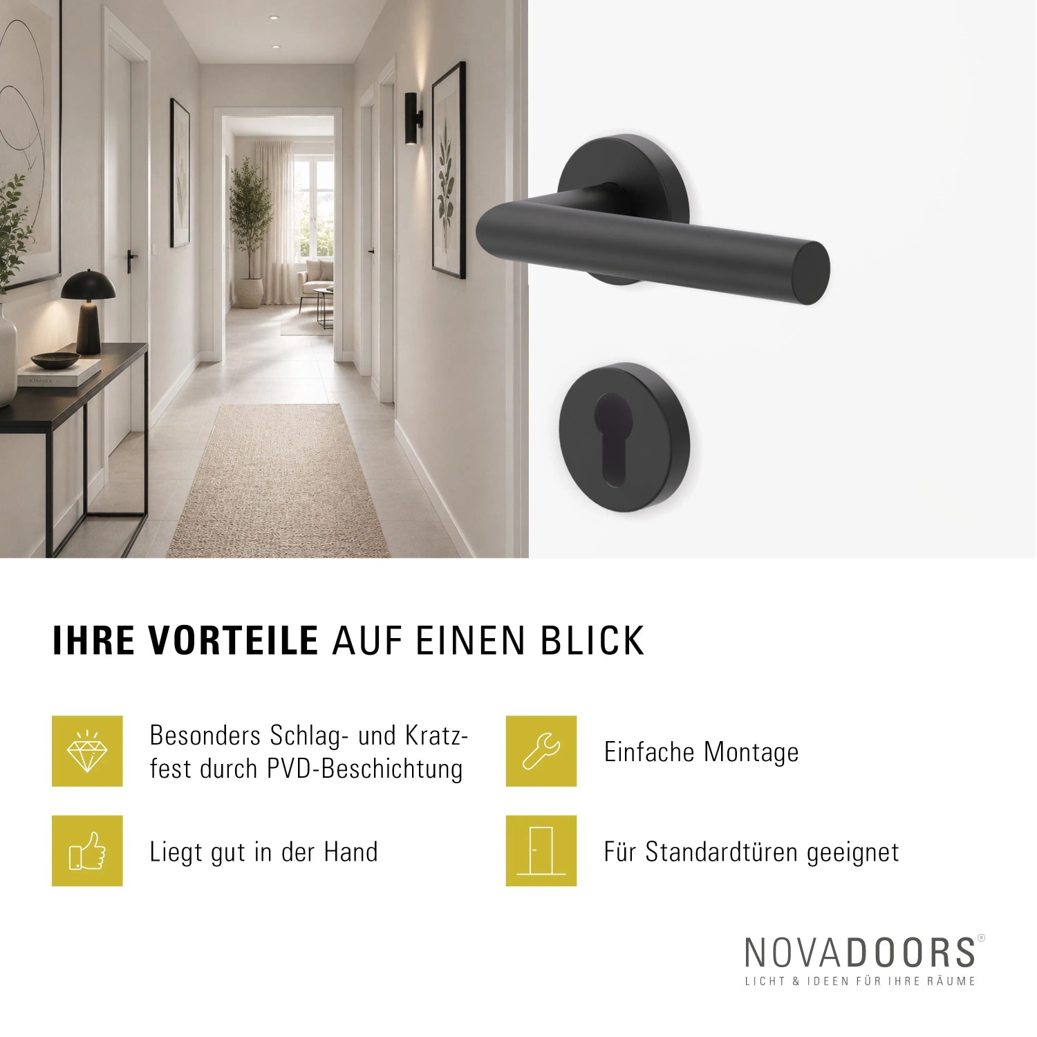 Novadoors Türgriffgarnitur Nova Corvo 120 Schwarz PZ