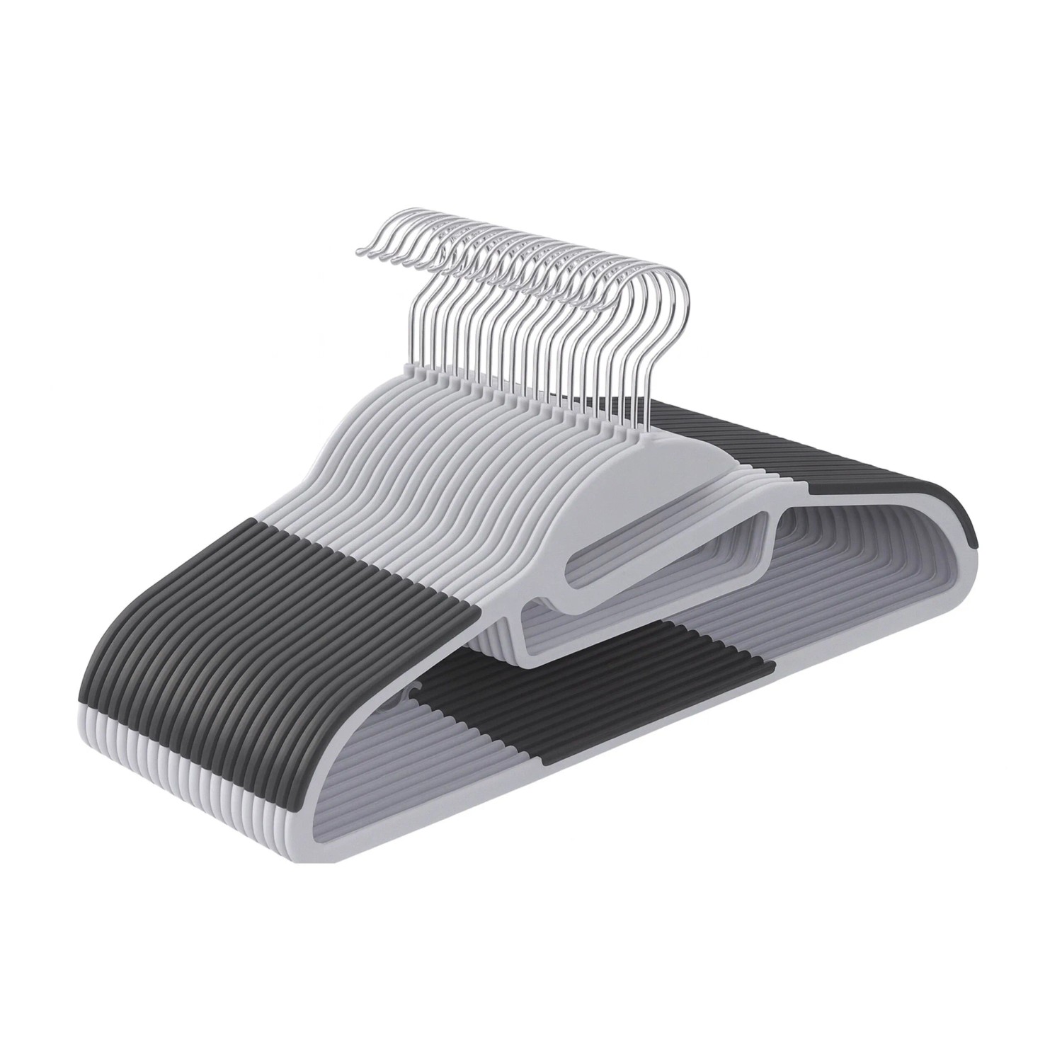 Relaxdays Kleiderbügel Kunststoff Grau Rutschfest 20er-Pack 22,5 cm x 41,5 cm x 0,5 cm