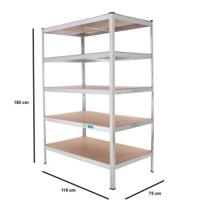 TRUTZHOLM Schwerlastregal, 180x115x75cm, mit 5 Böden. Ideal für Garage, Keller oder Lager.