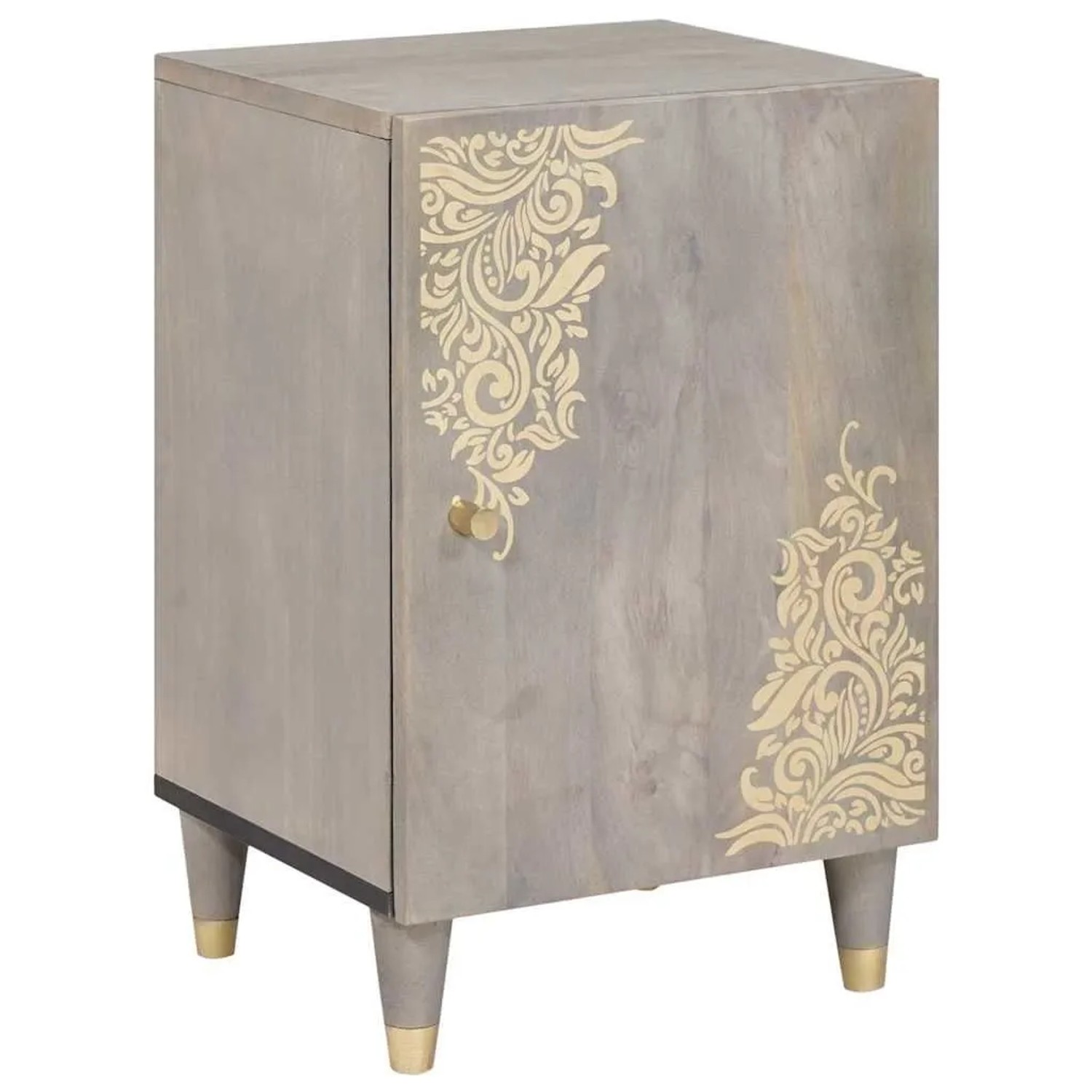 vidaXL Badezimmerschrank mit Tür Grau 38 x 33 x 58 cm Massivholz Mango 4018 günstig online kaufen