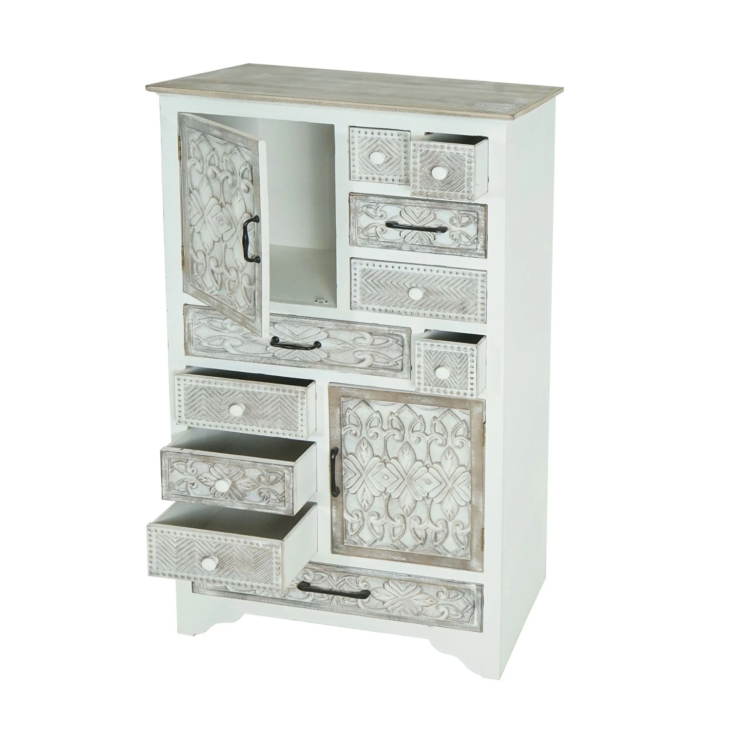 Mcw Apotheker Kommode J48 Shabby-Look Vintage 150x81x40cm Weiß-Braun
