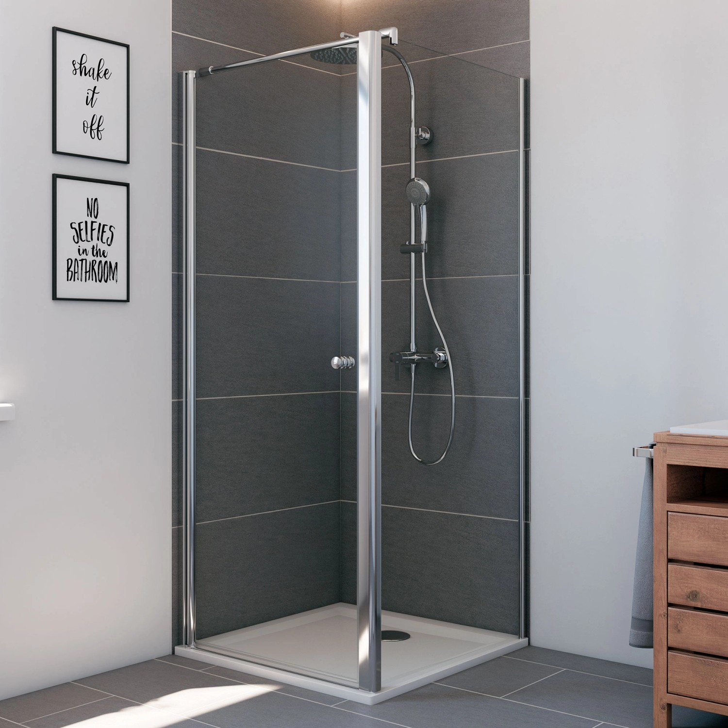 Breuer Drehtür links Elana 6 Silber Matt Klarglas inkl. CER+ 90 cm