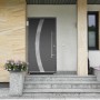 Anthrazitfarbene Sicherheits-Haustür ThermoSpace Prime Prag RC2, 110x210 cm, mit Edelstahlgriff und Glaseinsatz.