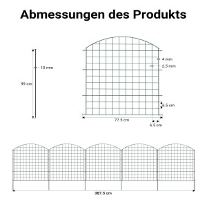 Wiltec Gartenzaun Set 5 Elemente Oberbogen Teichzaun Maschendrahtzaun Steckzaun