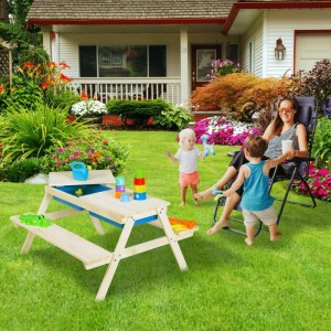 Relaxdays Kindersitzgruppe Holz Weiß mit Wannen 50 cm x 89 cm x 85 cm 7,4 kg