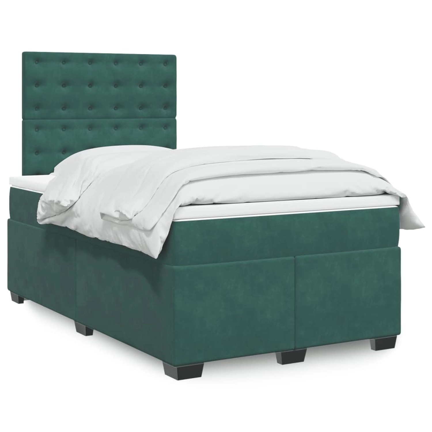 vidaXL Boxspringbett mit Matratze Dunkelgrün 120x200 cm Samt 3293197 günstig online kaufen