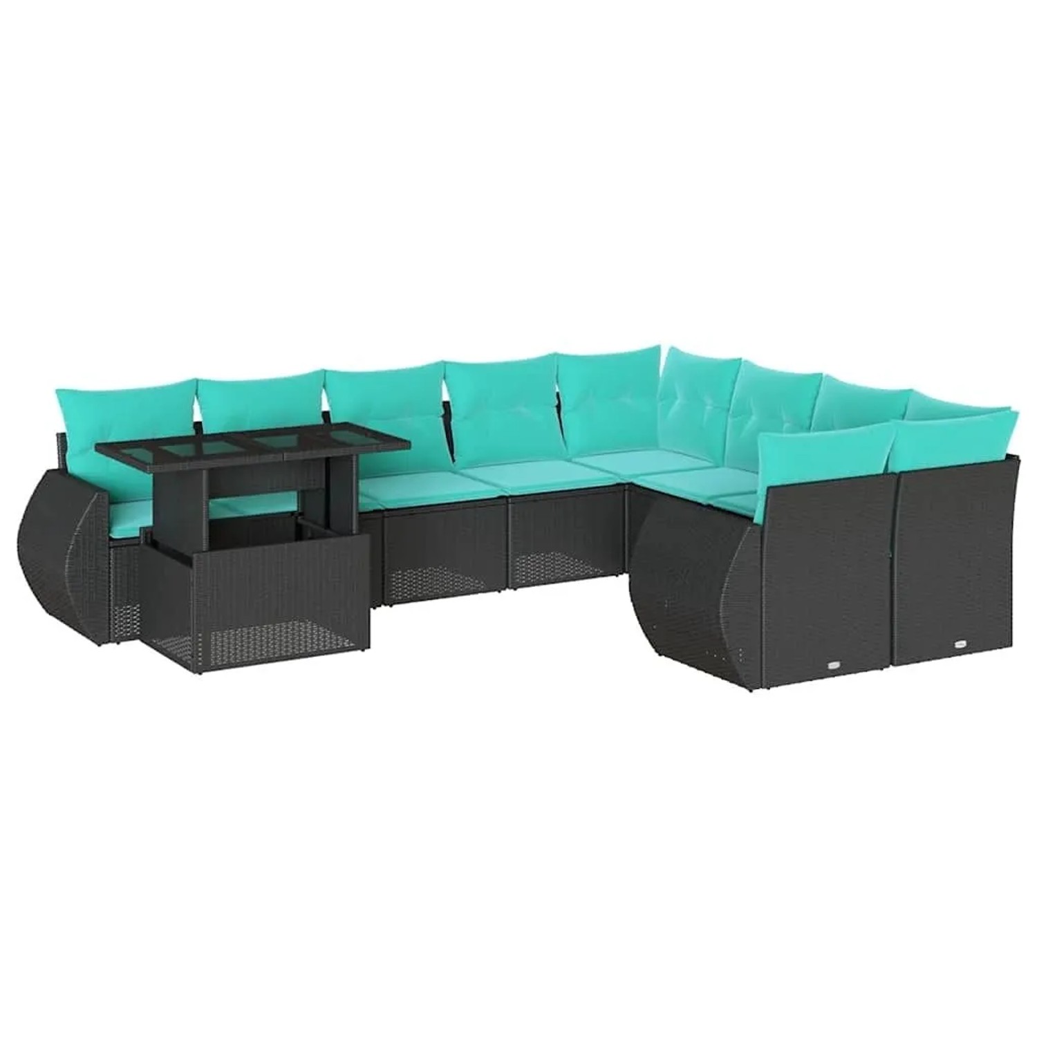 vidaXL 10-Tlg Gartensofa-Set mit Kissen Schwarz Polyrattan 3268767 günstig online kaufen