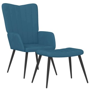 vidaXL Relaxsessel mit Hocker Blau Samt 327698