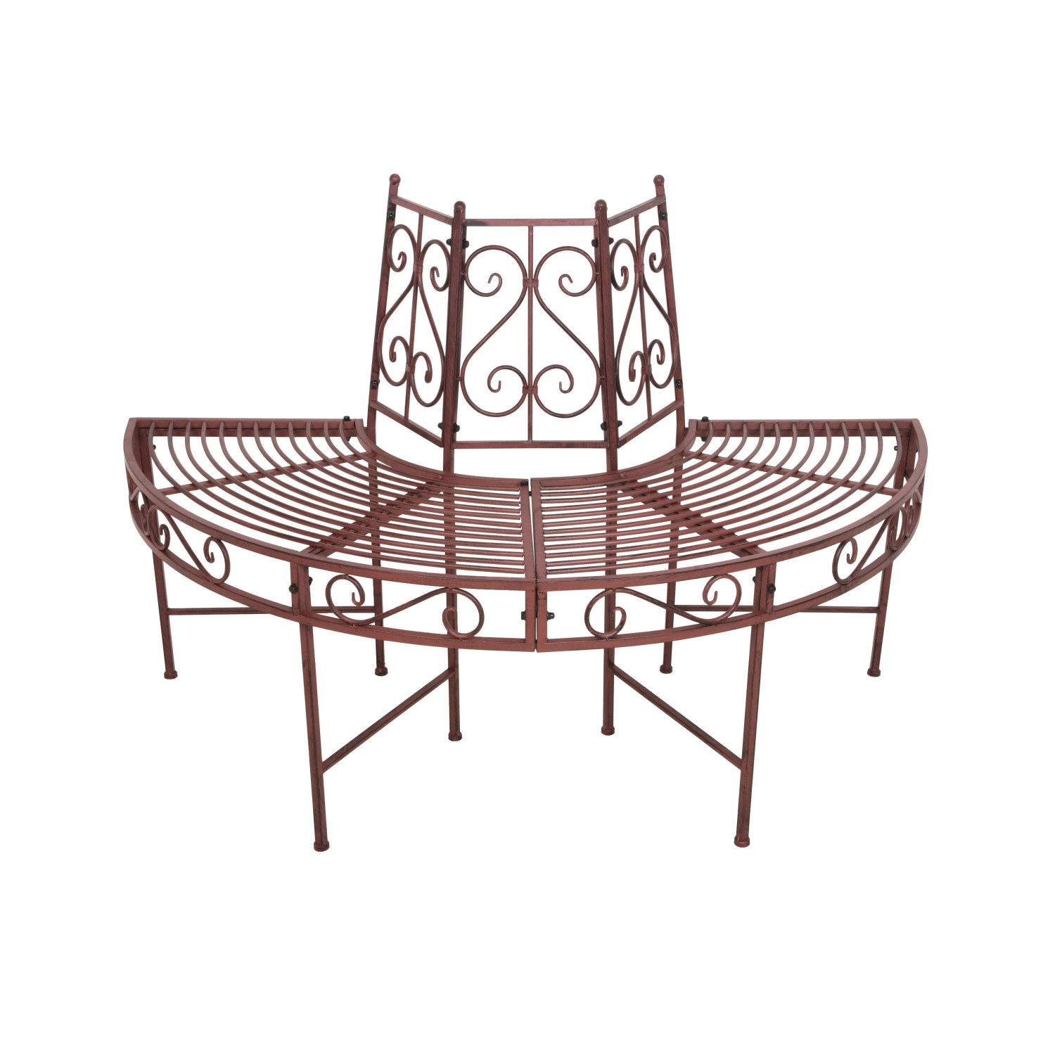 DELUKE Baumbank TINA Stahl Schwarz-Braun 80x63x122cm Gartenbank Baumbank-Halbkreis Wetterfest Terrassenbank Sitzbank Outdoor