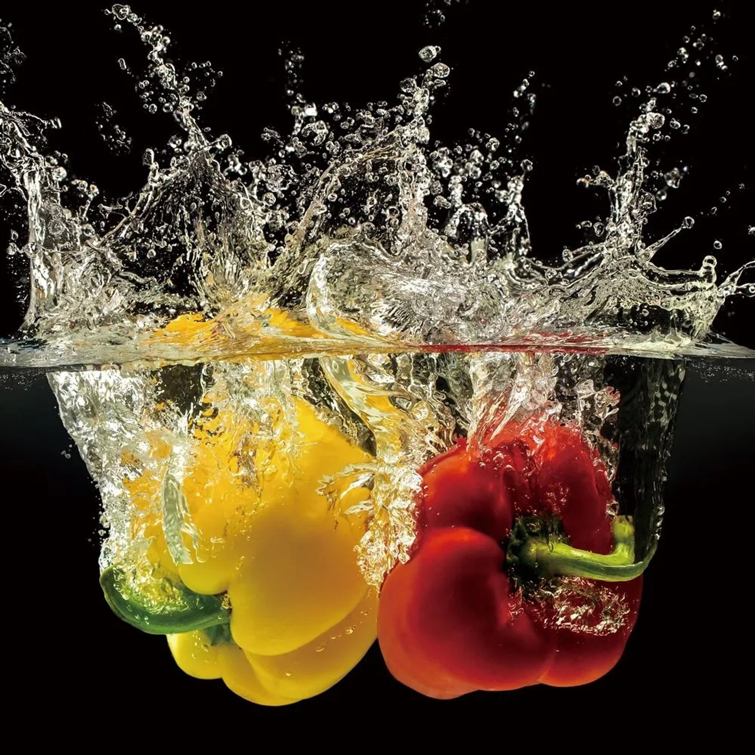 Art Universe Glasbilder Splash Paprika 60 x 60 cm
