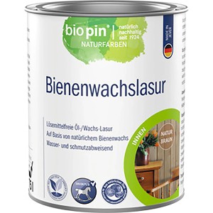 Dose Biopin Bienenwachslasur Naturbraun, lösemittelfreie Holzlasur für Innen, 750ml.