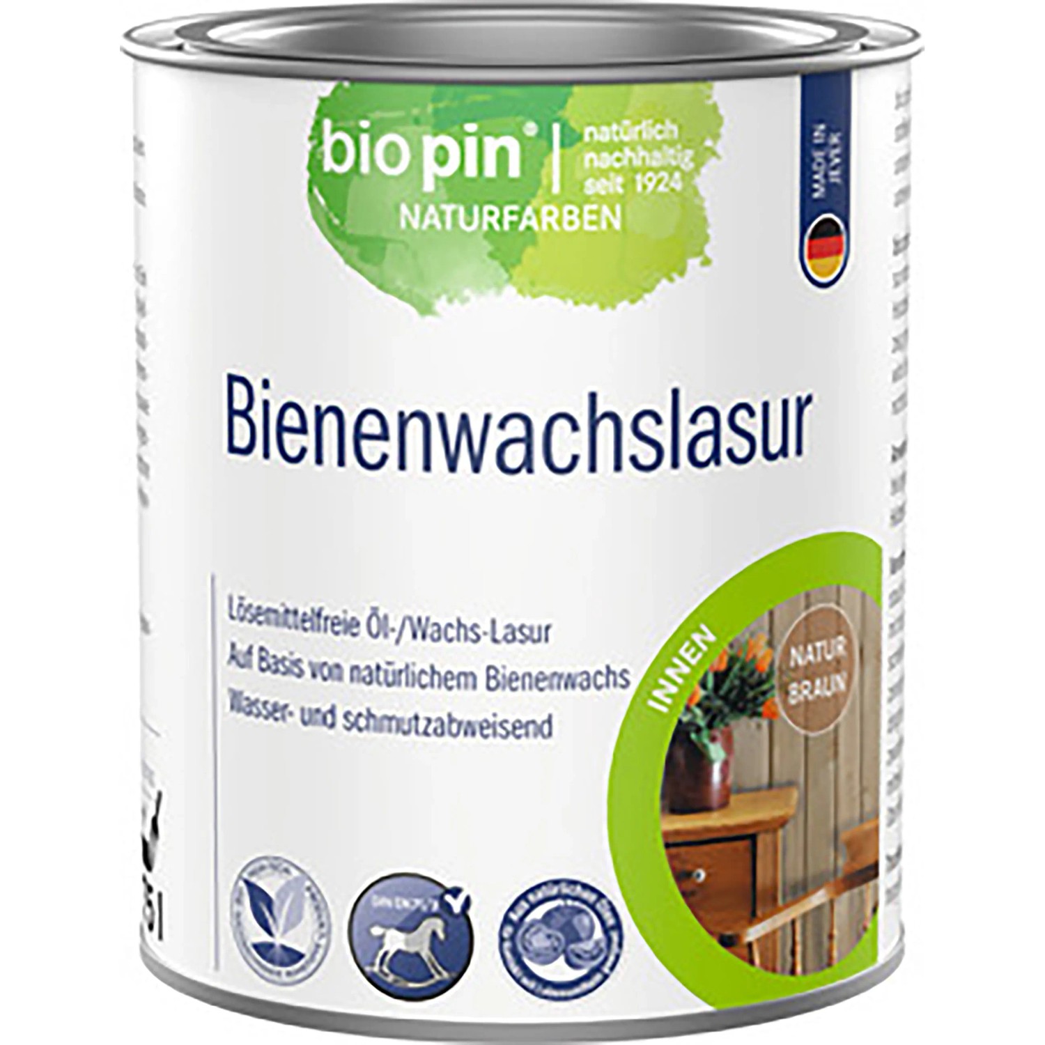 Biopin Bienenwachslasur Naturbraun 750 ml