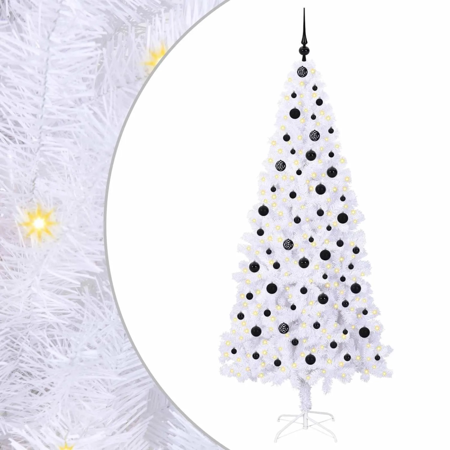 vidaXL Künstlicher Weihnachtsbaum Weiß 210 cm PVC und Stahl 3426667