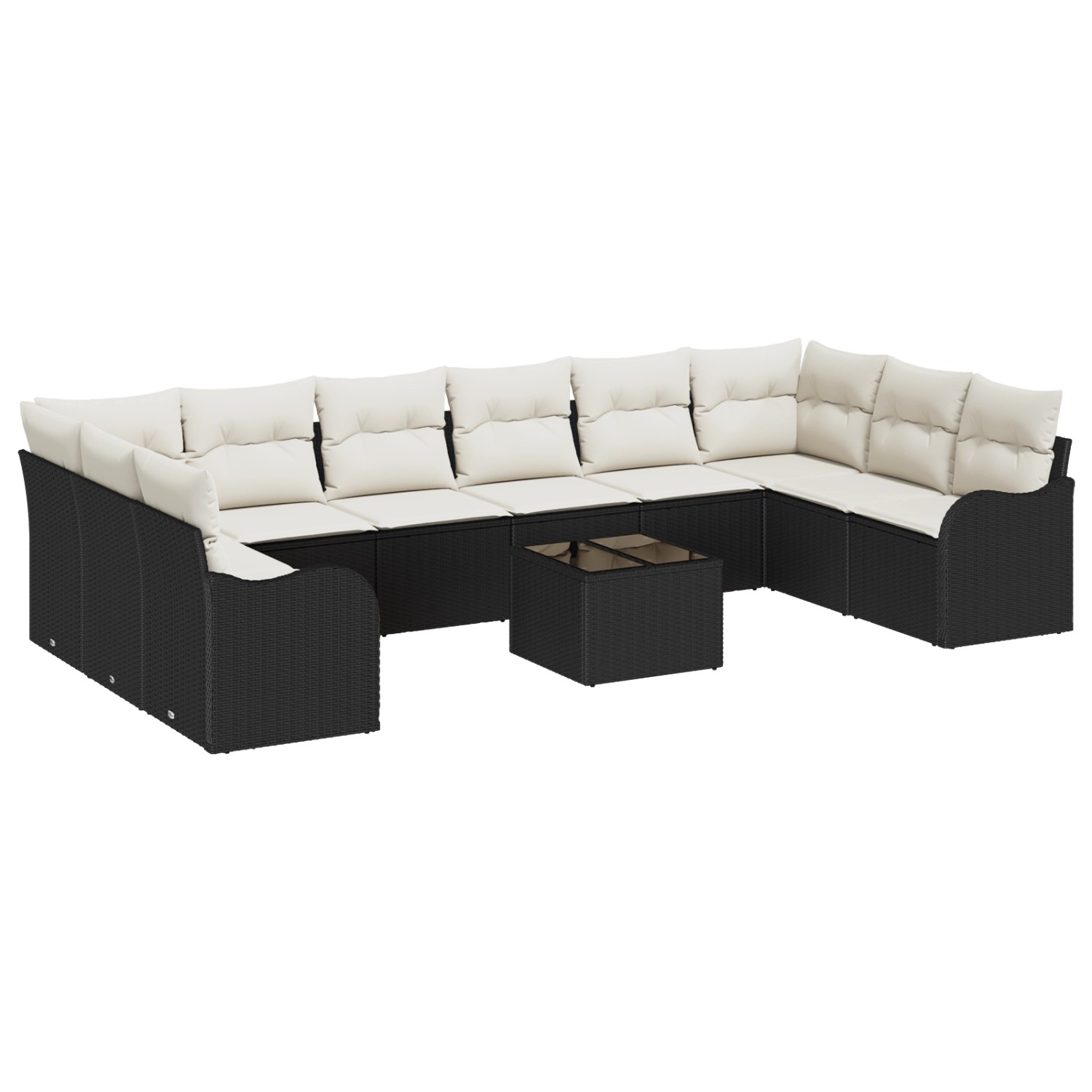 vidaXL Garten-Sofa-Set mit Kissen 11-Tlg Schwarz Poly Rattan 3345887 günstig online kaufen