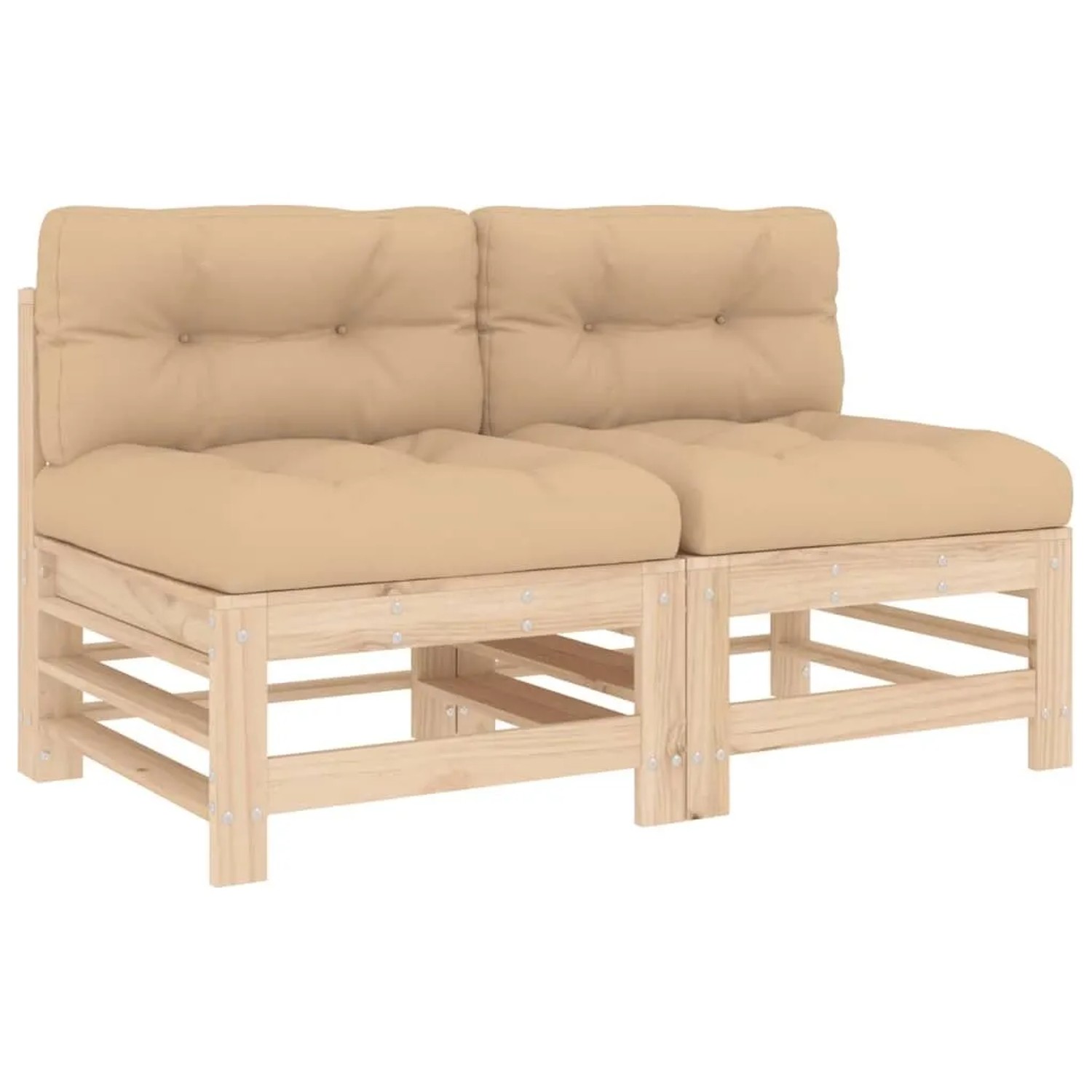 vidaXL Mittelsofas mit Kissen 2 Stk Massivholz Kiefer 825688