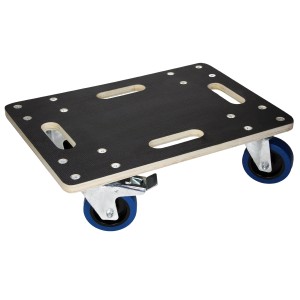 ECD Germany Transportroller mit Feststellbremse, 35x50cm, bis 800kg. Rollbrett mit blauen Rädern.