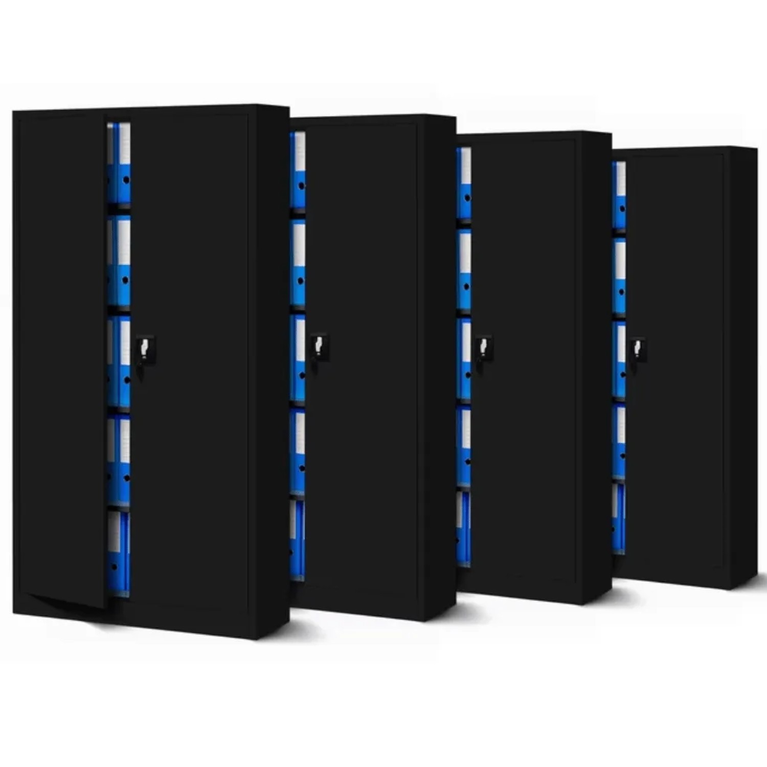 JAN NOWAK Aktenschrank Abschließbar 4er Set JAN 185 x 90 x 40 cm Schwarz