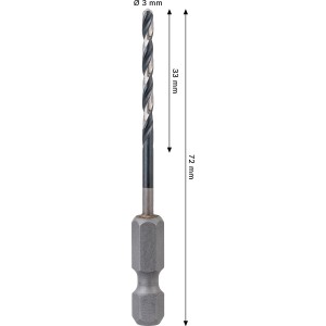 Bosch Spiralbohrer Pro Metal HSS-G Impact, 3 mm Durchmesser, silberfarben.