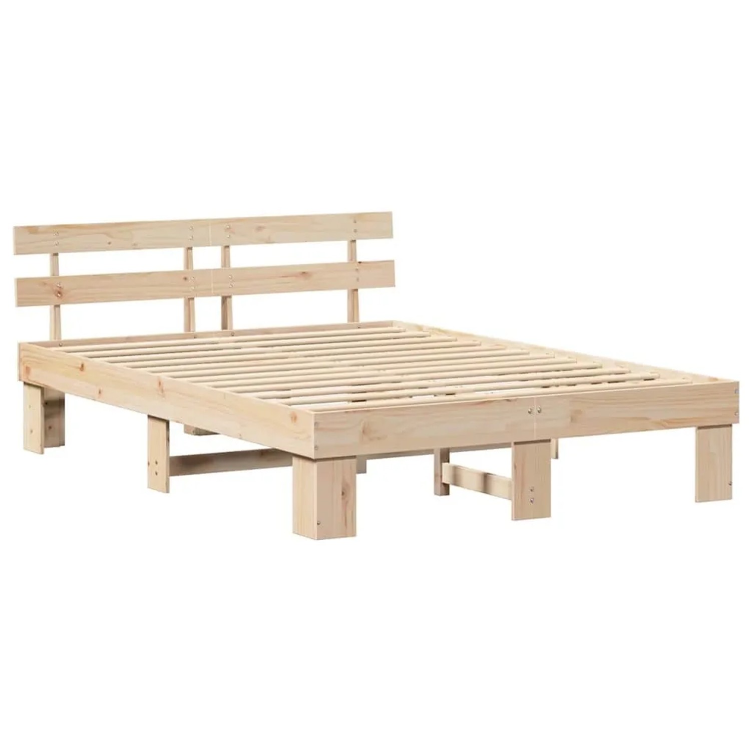 vidaXL Bettrahmen mit Kopfteil Natur 140 x 200 cm Massives Kiefernholz 872440