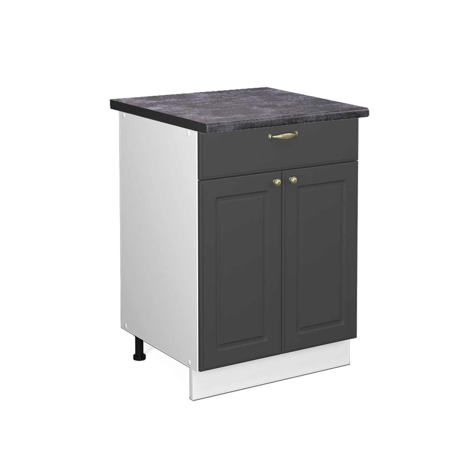 Vicco Küchenunterschrank Fame-Line Anthrazit-Gold/Weiß 60 cm mit Schublade AP Anthrazit