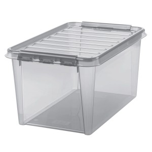 Graue SmartStore Colour 45 Aufbewahrungsbox mit Deckel und Clips.