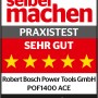 Testurteil „sehr gut“ für Bosch Oberfräse 1400 ACE im Praxistest mit 5 Sternen.