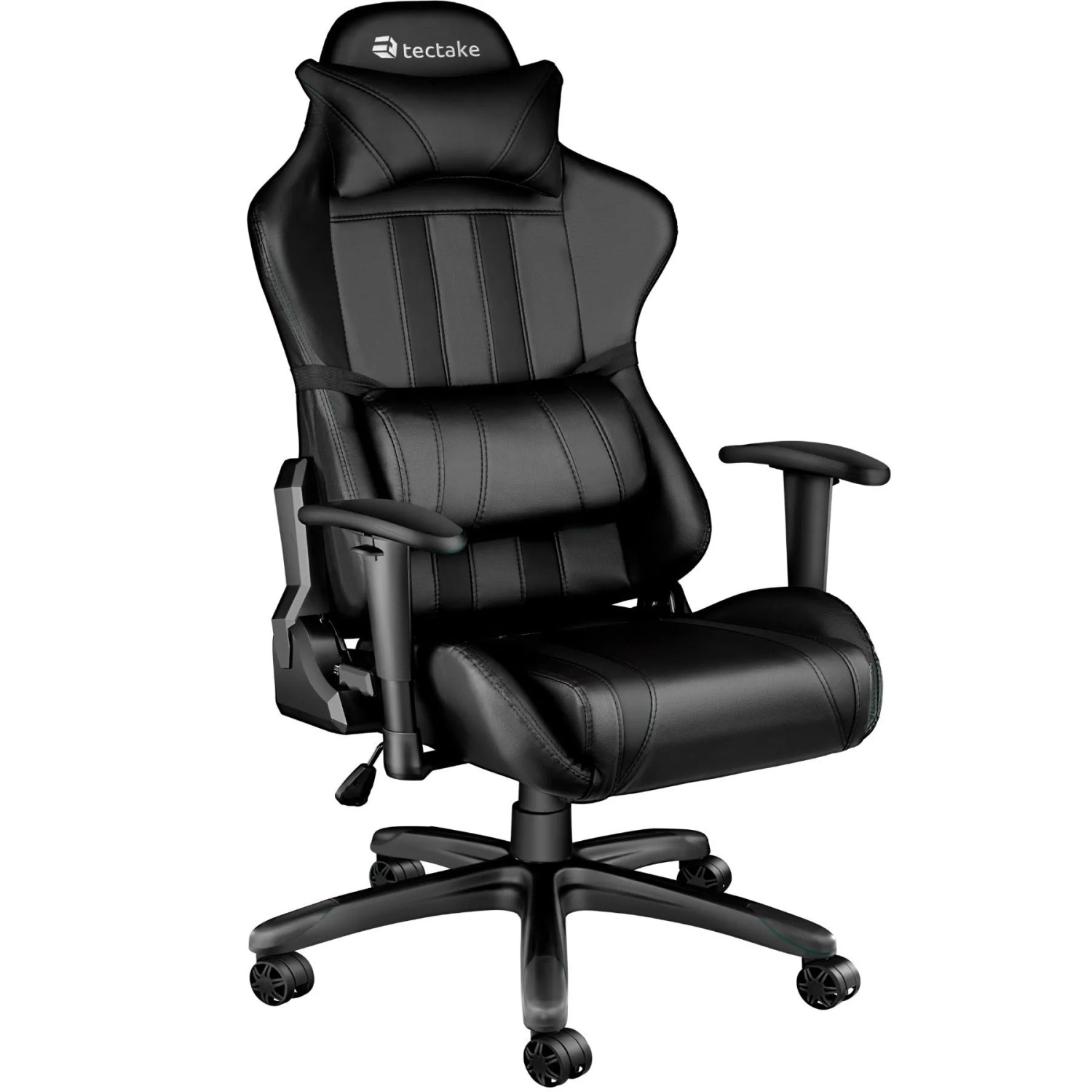 Tectake Racing Gaming Stuhl  Ergonomische Form  Mit Verstellbarer Rückenlehne Dicke Polsterung  75 x 70 x 135 50 cm Schwarz