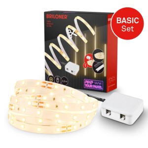 Briloner LED Band Starter-Set für Paneele, 2,6 m, warmweiß, mit Trafo und Schalter.