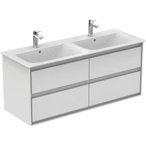 Ideal Standard Connect Air Doppel-Waschbeckenunterschrank, 1200mm, weiß, mit 4 Auszügen.