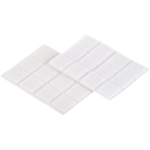Fix-o-moll Klettpads, 12 Sets selbstklebende, weiße Klettverschlüsse (25x25mm) auf Bögen.