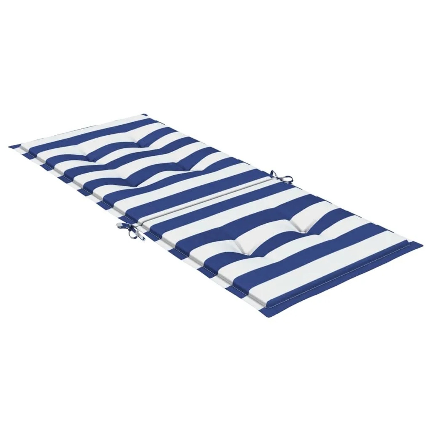 4er Set Hochlehner Auflagen blau-weiß gestreift, Stoff. Gartenstuhlauflagen mit Bindebändern.