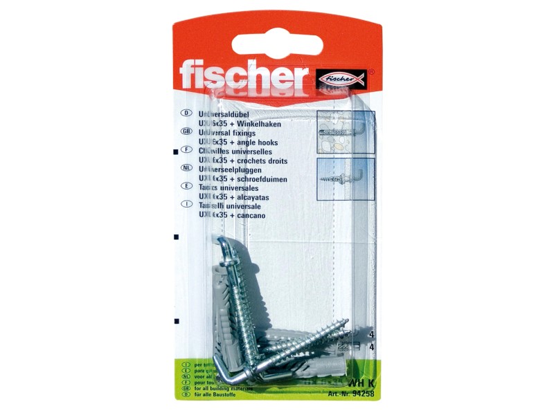 Fischer Universaldübel UX 6 x 35 WH K (mit Rand) mit Winkelhaken