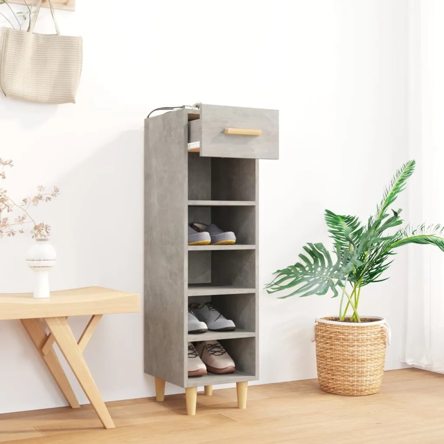 vidaXL Schuhschrank Betongrau 30x35x105 cm Holzwerkstoff 812802_8