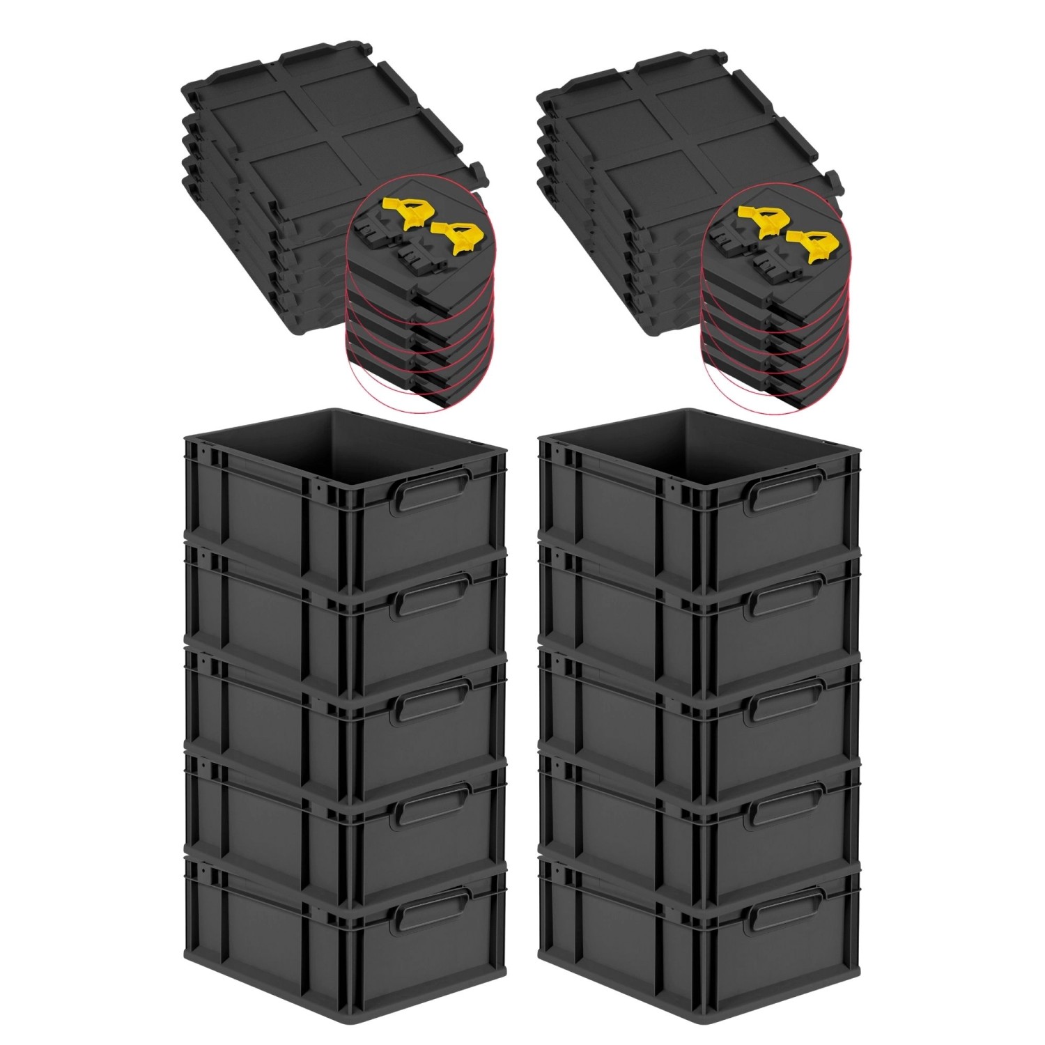 PROREGAL SuperSparSet 10x Eurobox Nextgen Grip Mit Scharnierdeckel Und Gelb günstig online kaufen