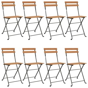 vidaXL Bistrostühle 8 Stk Klappbar Massivholz Teak und Stahl 3152111
